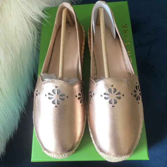 *2x HP* NIB! Kate Spade Gold Slip-On Espadrilles - Picture 3 of 14